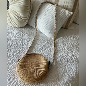 Round Rattan Crossbody Purse